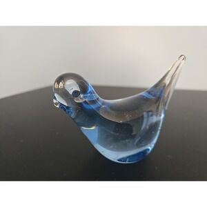 Bluebird Of Happiness Glass Figurine Unmarked Vintage Art Paperweight